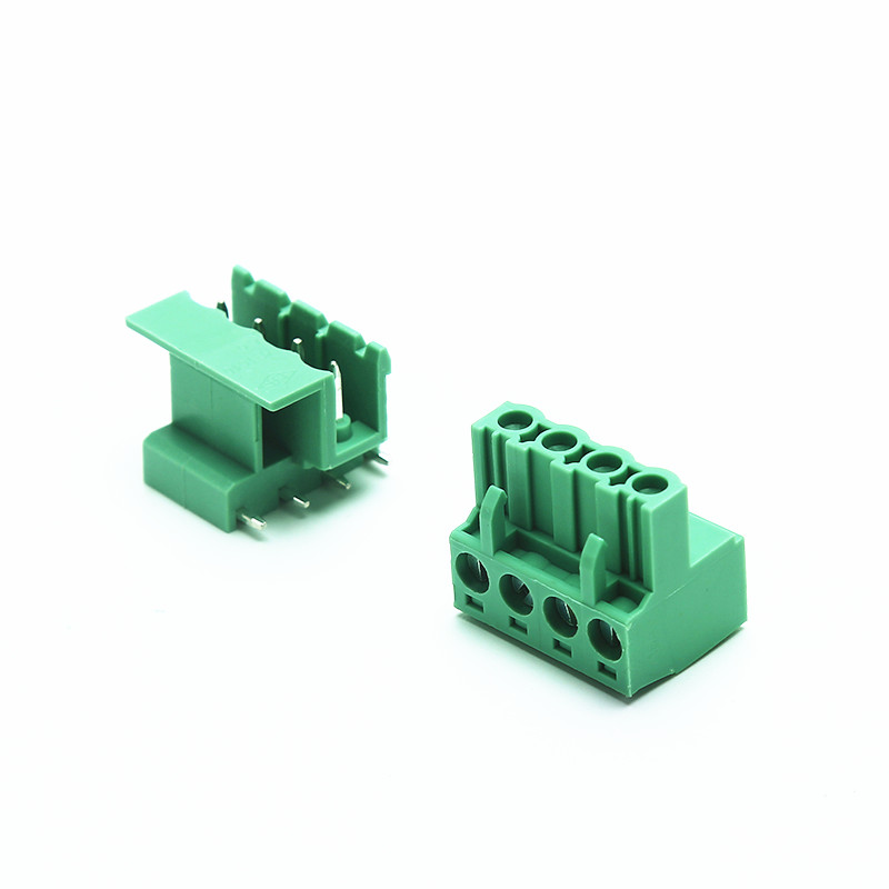 5.0mm Pitch 4 Pole Pcb Plug in Male Terminal Blocks And Right Angled Pin Female Terminal Blocks