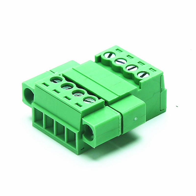 3.81mm Pitch 12A 4Pin Screw Clamp Pluggable Male Terminal Block and Female Terminal Block with Screw lock and flange
